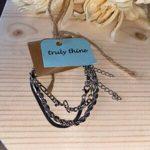 Silver Color Chain Bracelet Set